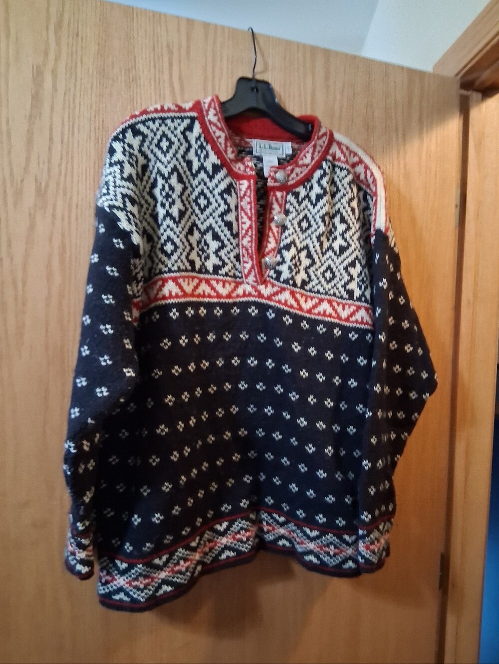 vintage L.L. Bean Fair Isle Nordic cardigan sweater, Style# BA45. Made in USA L